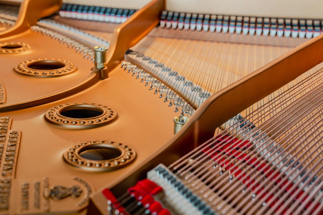 Piano String Configuration Detailed View of a Grand Piano Interior Strings · Free Stock Photo