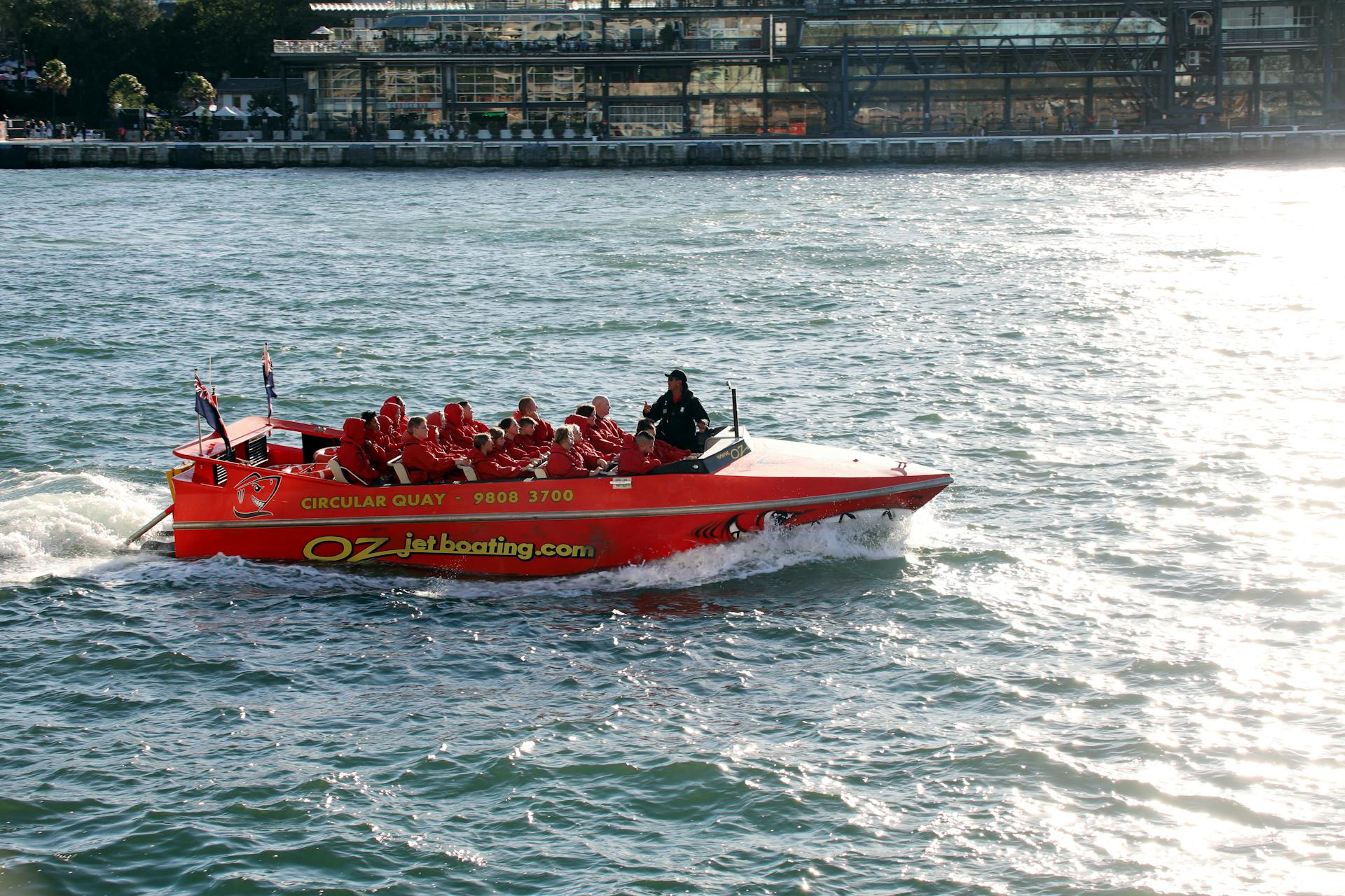 Experience excitement on a jet boat ride in Sydney's vibrant harbour with iconic views in New South Wales.