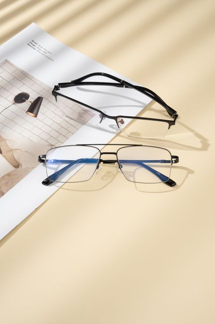 Modern eyeglasses displayed with minimalist styling