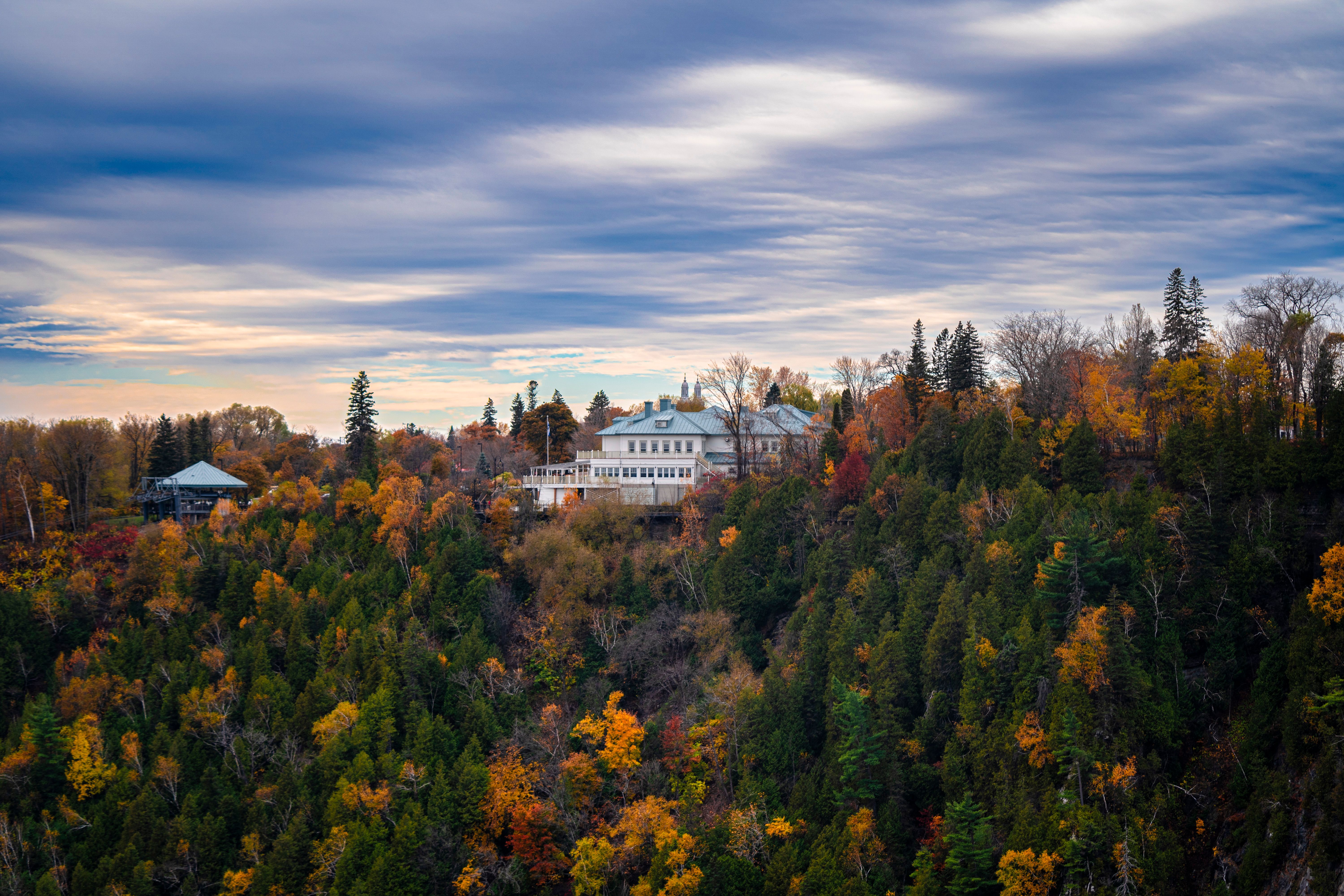 Beautiful autumn landscape with vibrant foliage in Quebec City, Canada.