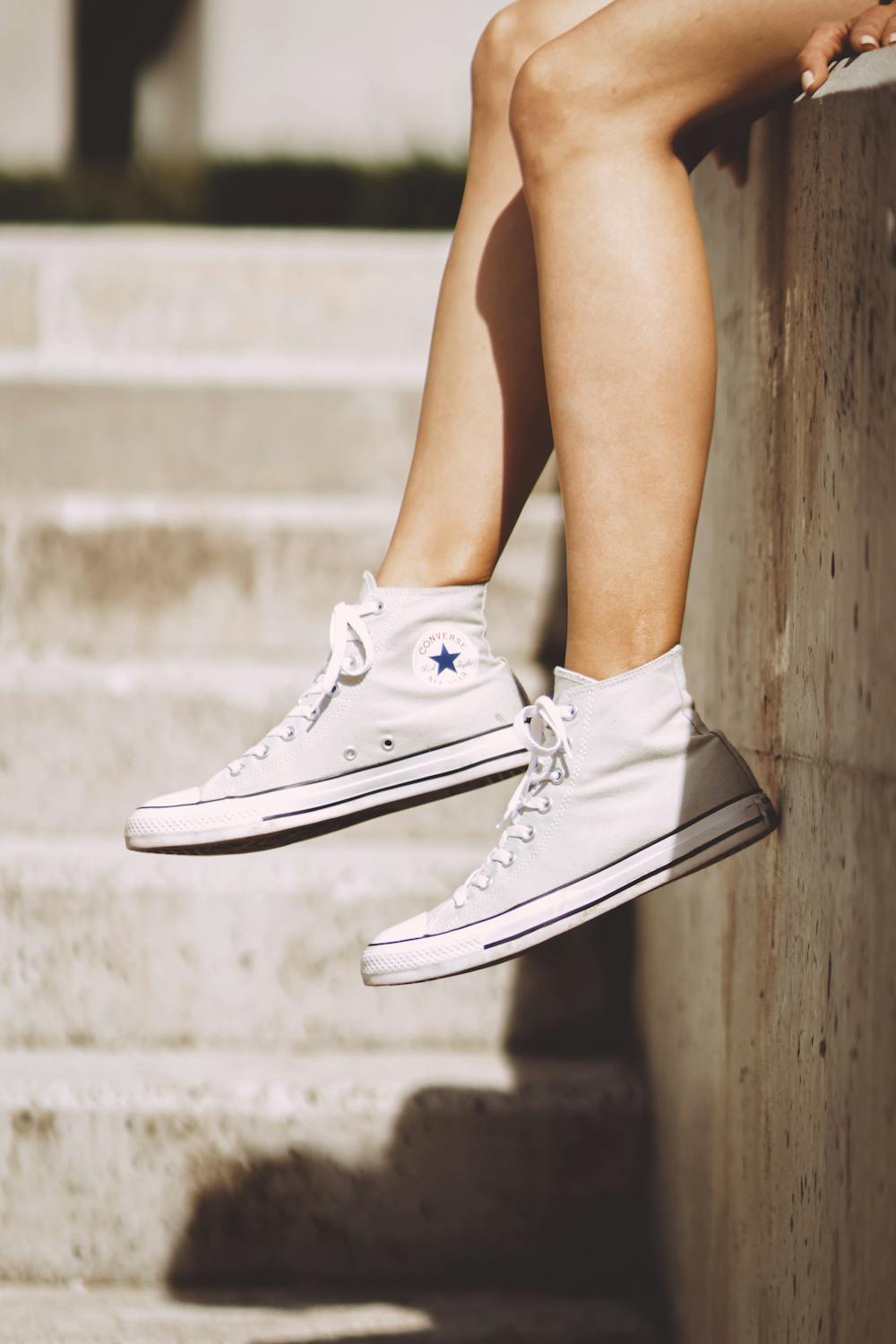 Woman Wearing White High-top Sneakers · Free Stock Photo