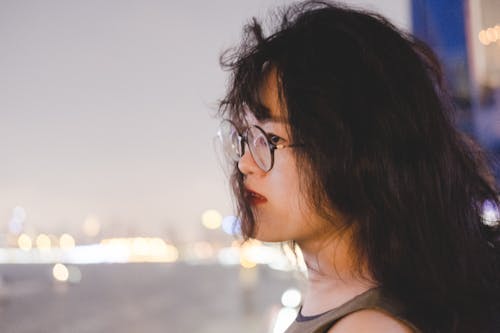 Woman Wearing Hippie Eyeglasses