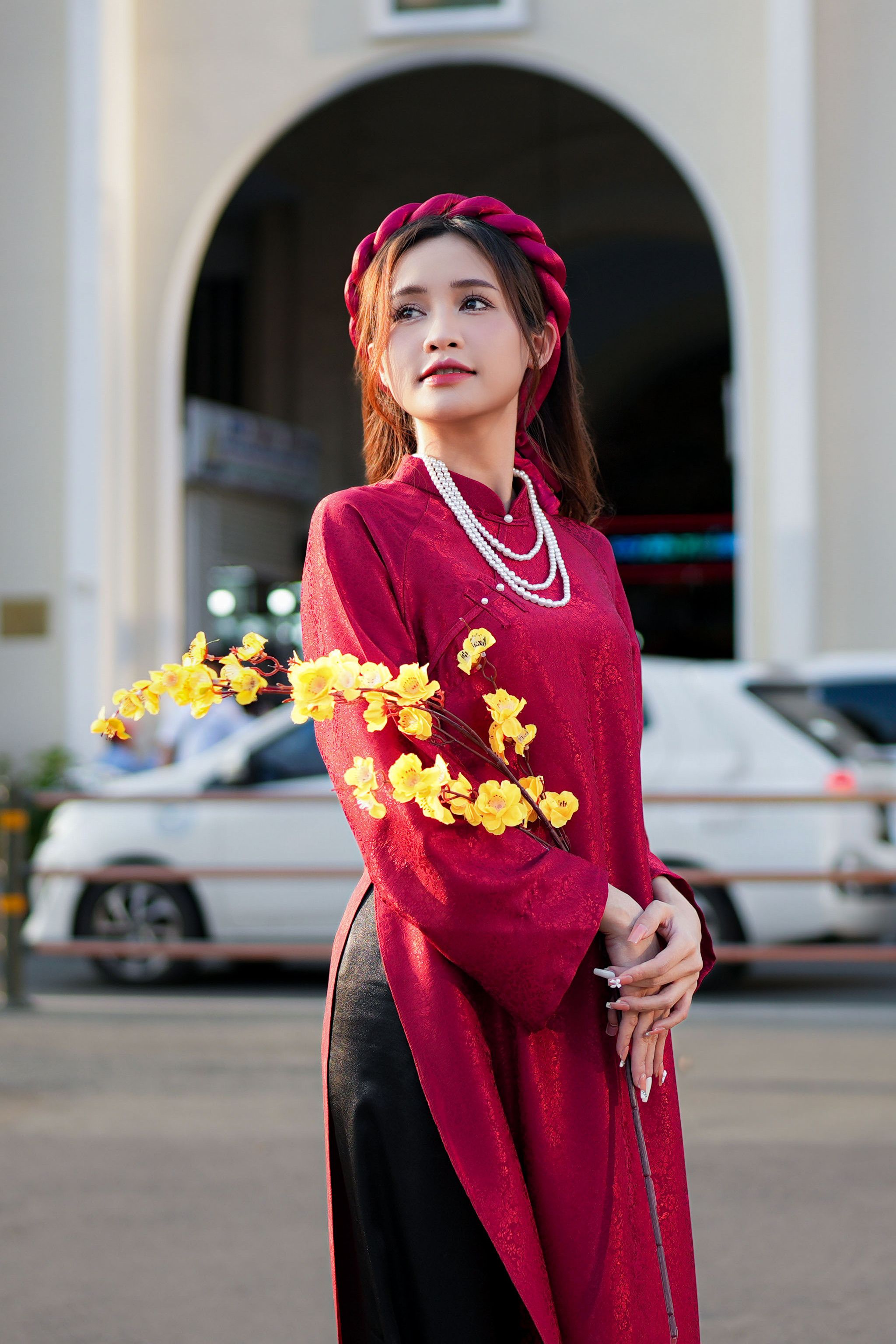 Young Woman in Traditional Red Dress Outdoors · Free Stock Photo