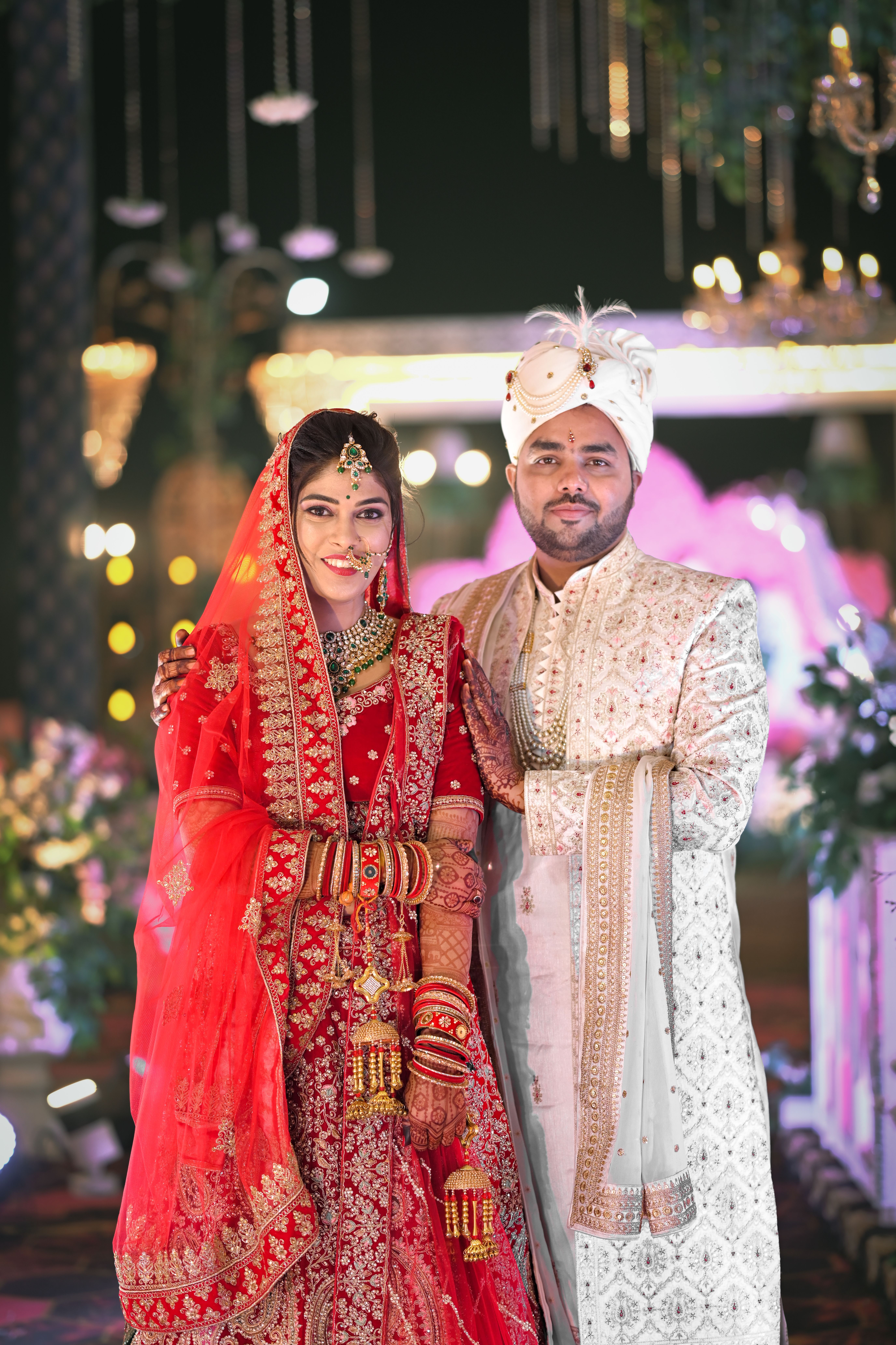 Elegant Indian Wedding Couple in Traditional Attire · Free Stock Photo
