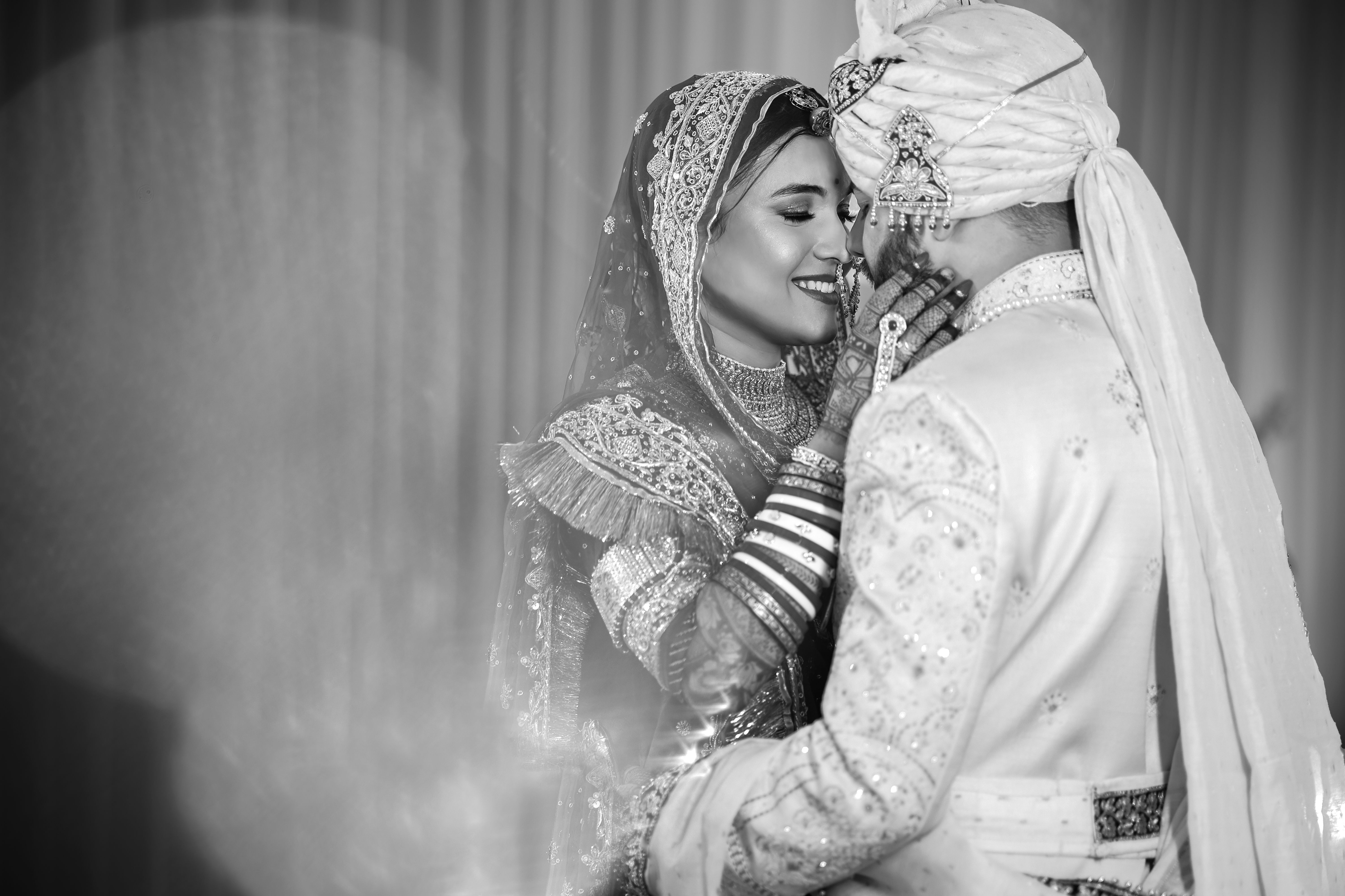 Elegant Black and White Indian Wedding Portrait · Free Stock Photo
