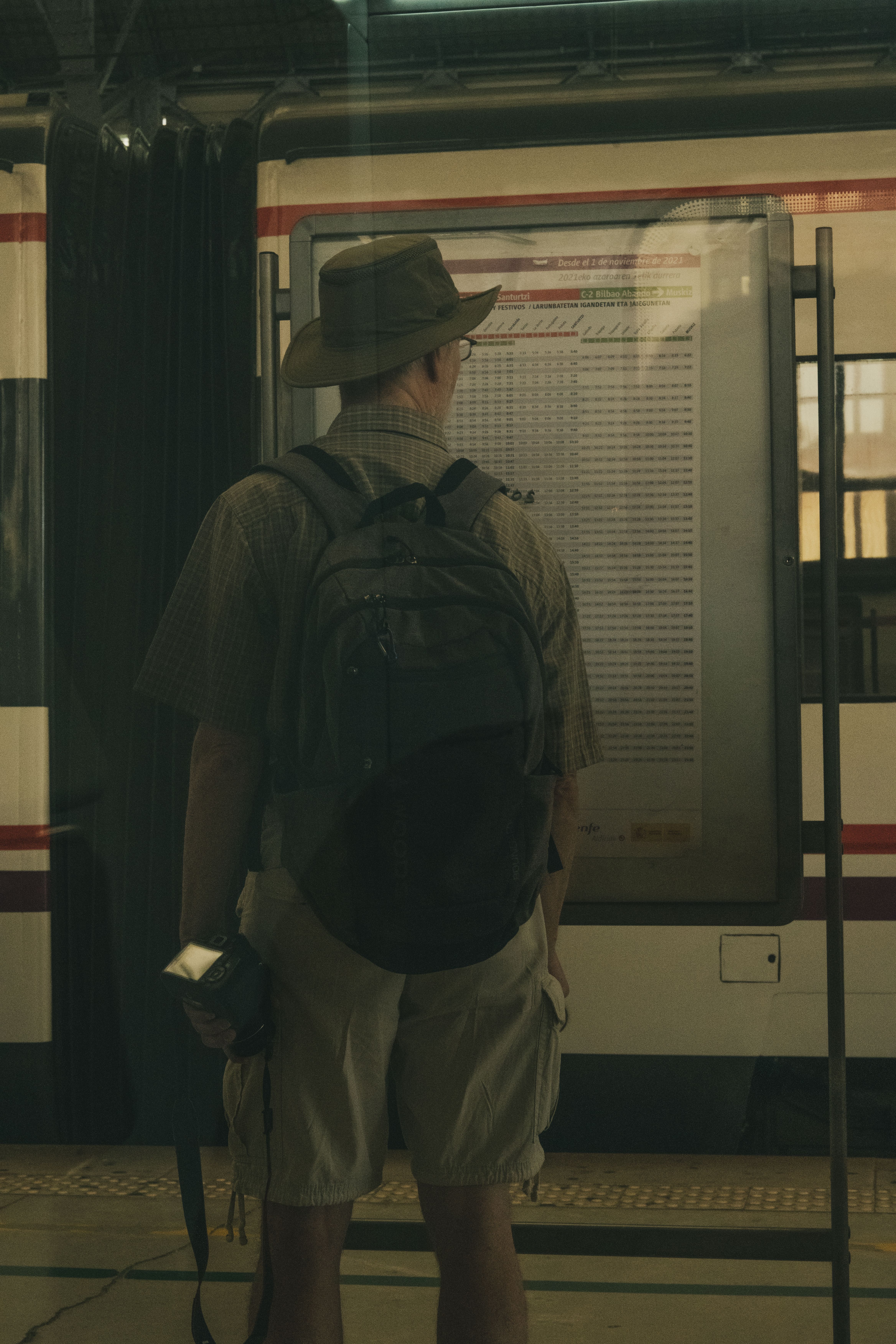 Traveler checking a trip route on a phone