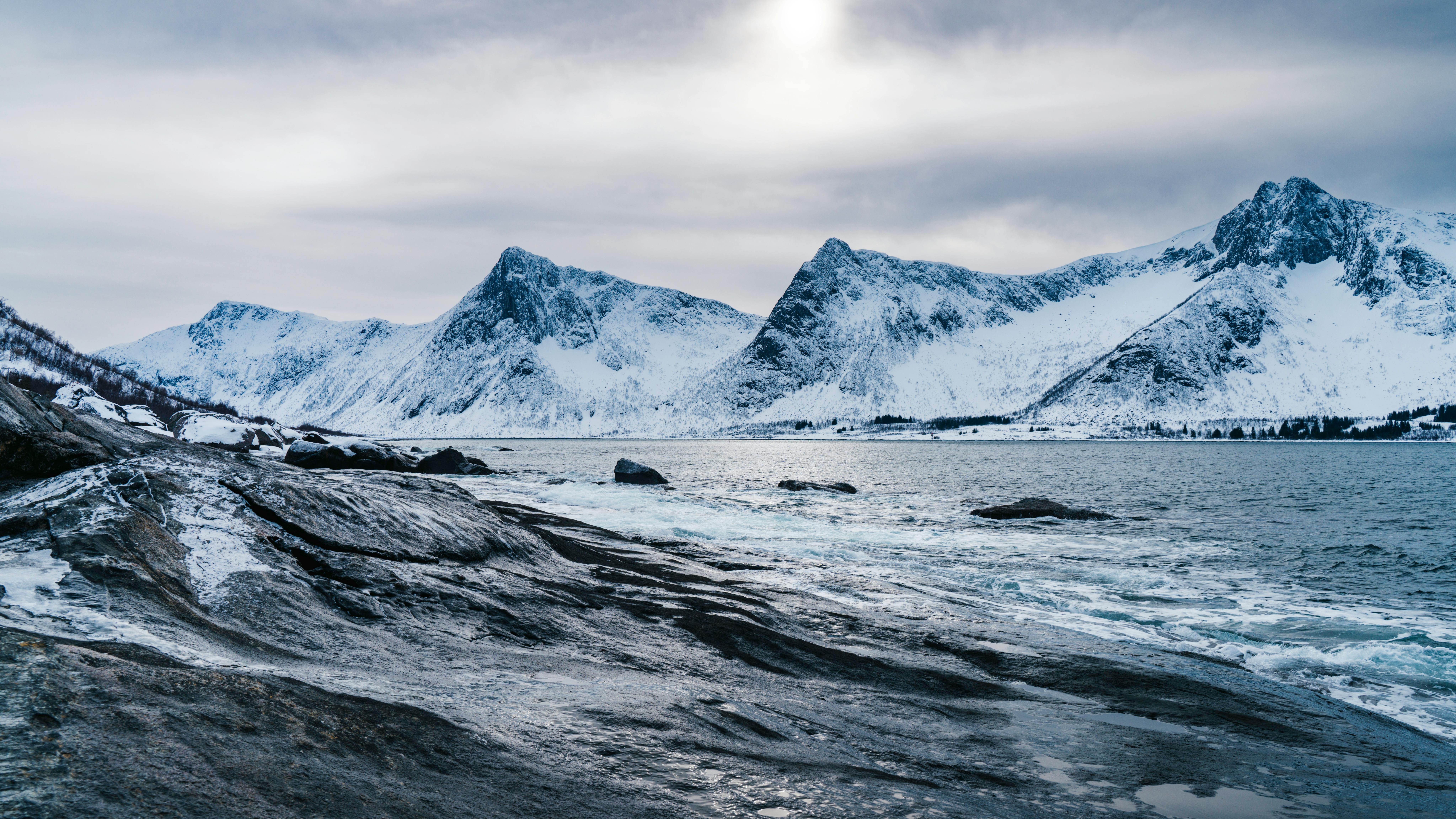 Arctic landscape with melting snow