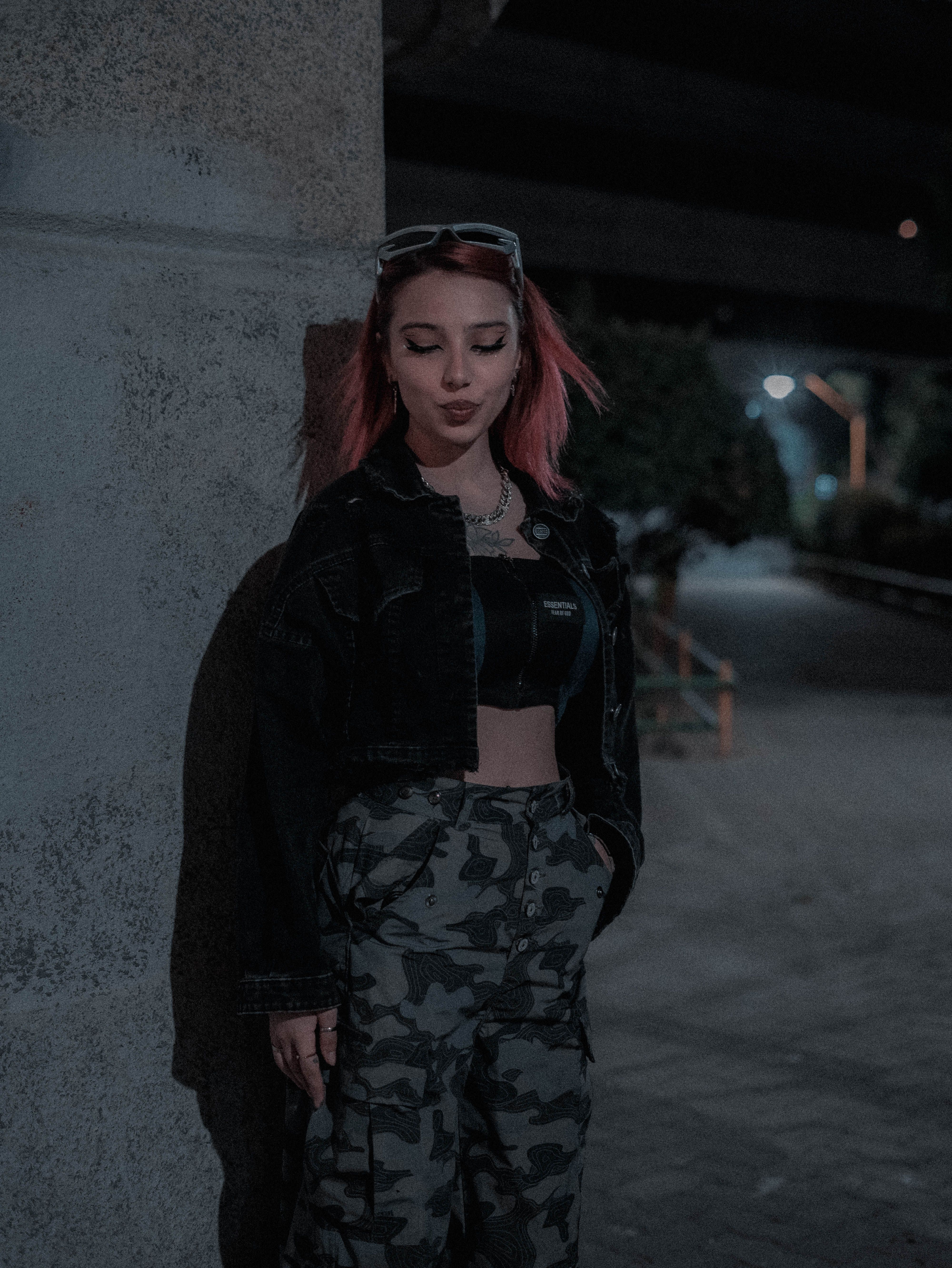 Young Woman in Urban Night Setting · Free Stock Photo