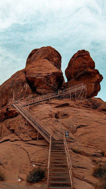 Rustic Staircase on Red Rock Formation · Free Stock Photo