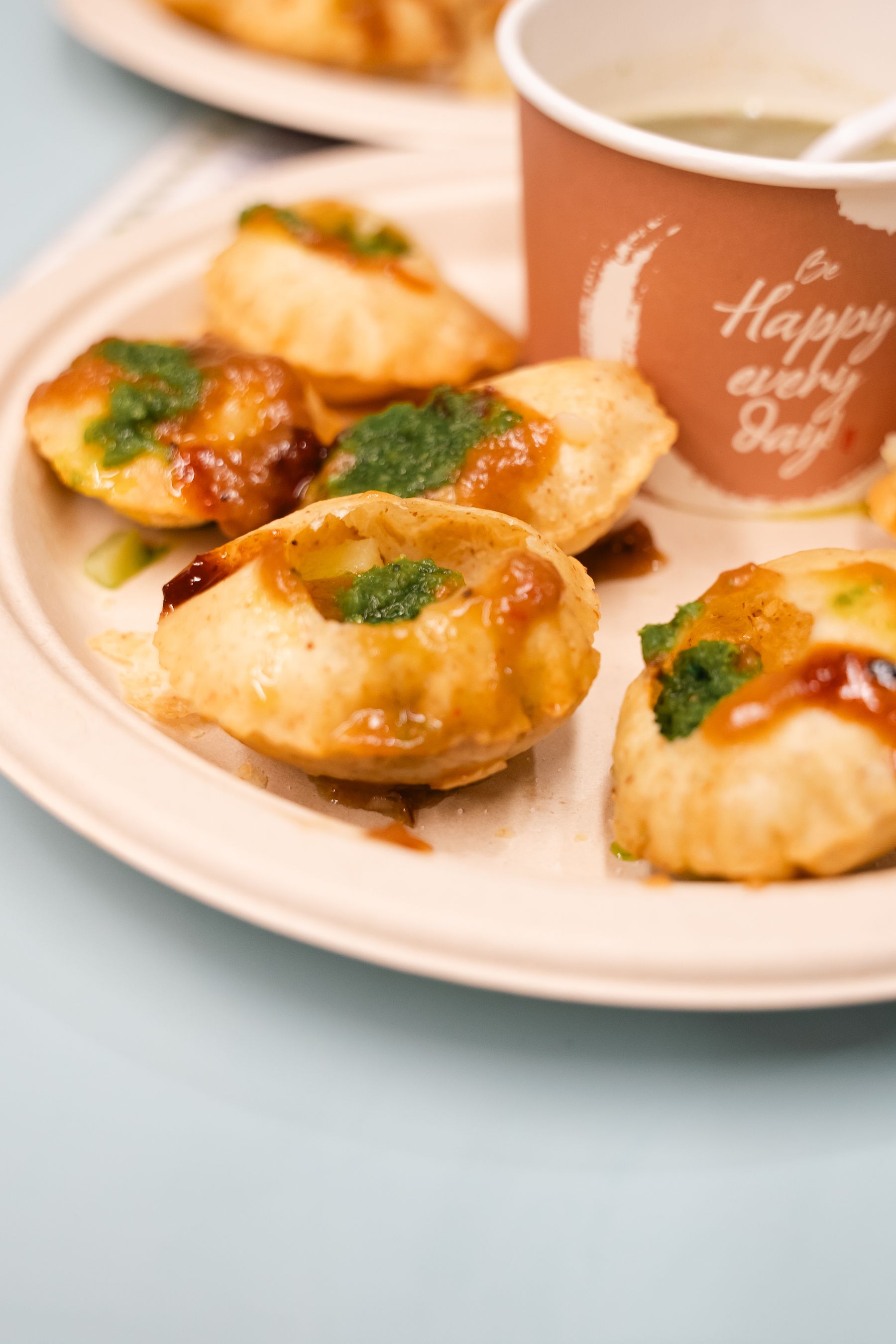 Pani puri and chaat for an Indian pre-wedding event