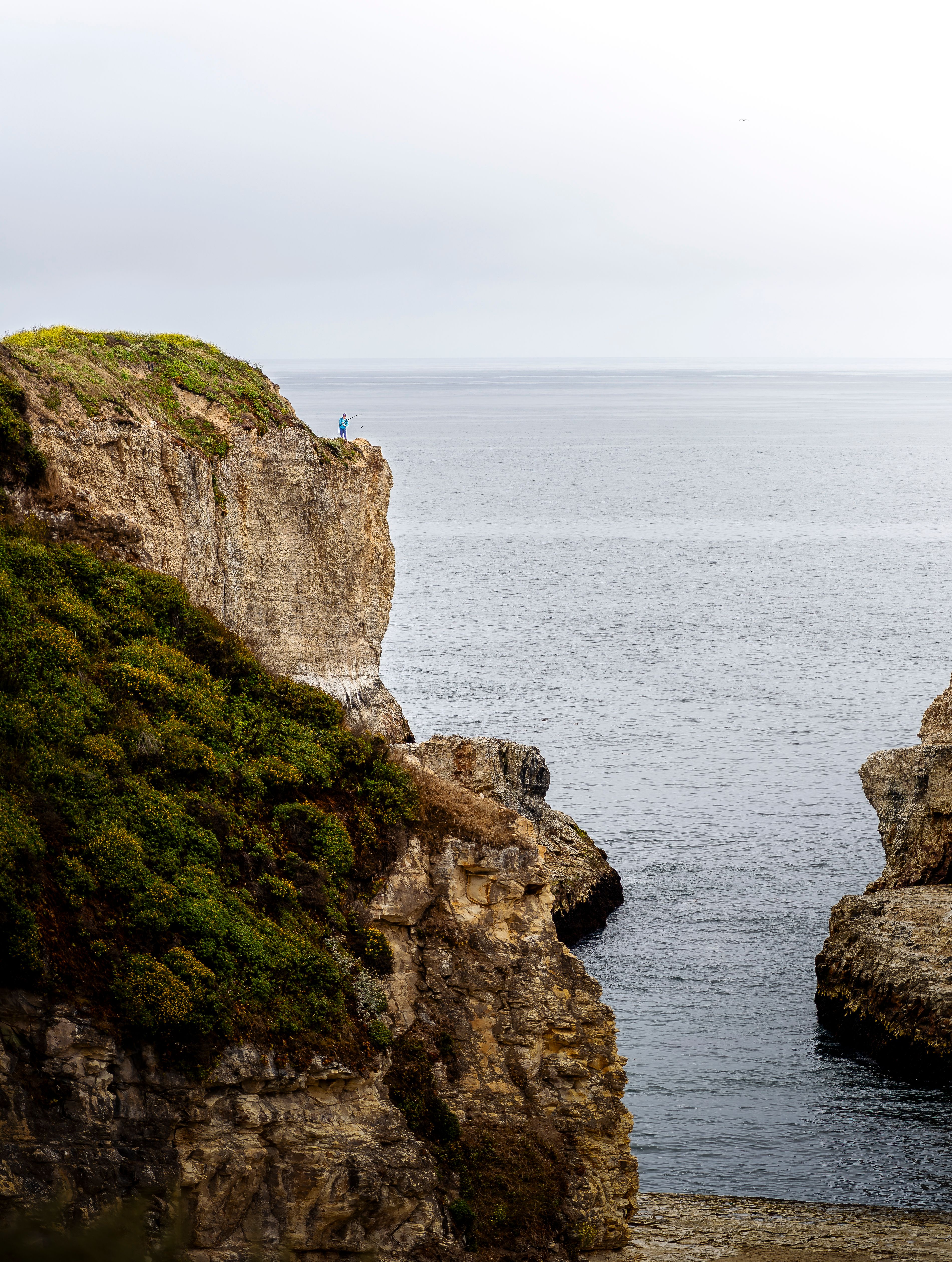 Stunning view of rugged cliffs and ocean in Santa Cruz, California during the day.