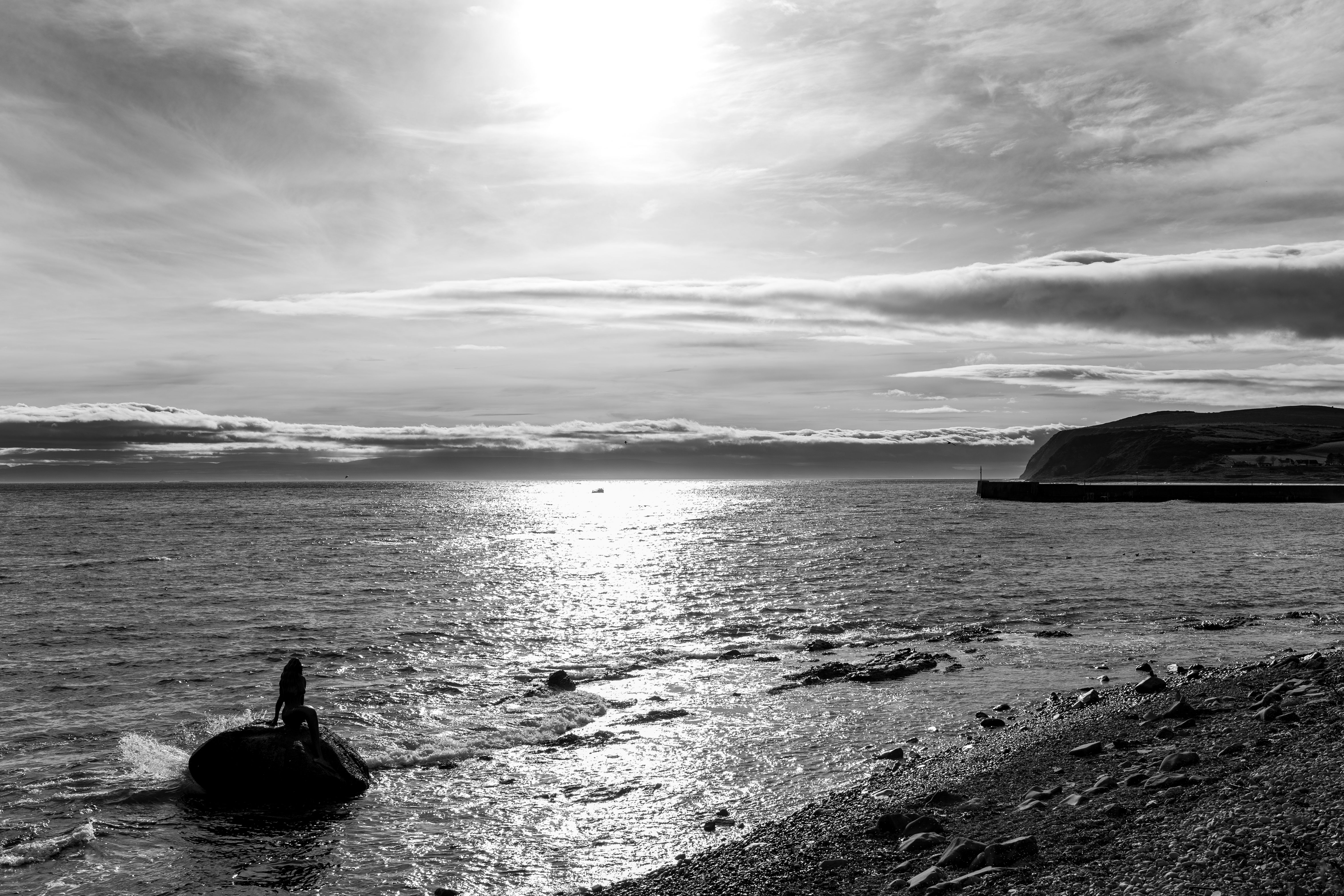 Dramatic Black and White Coastal Landscape · Free Stock Photo