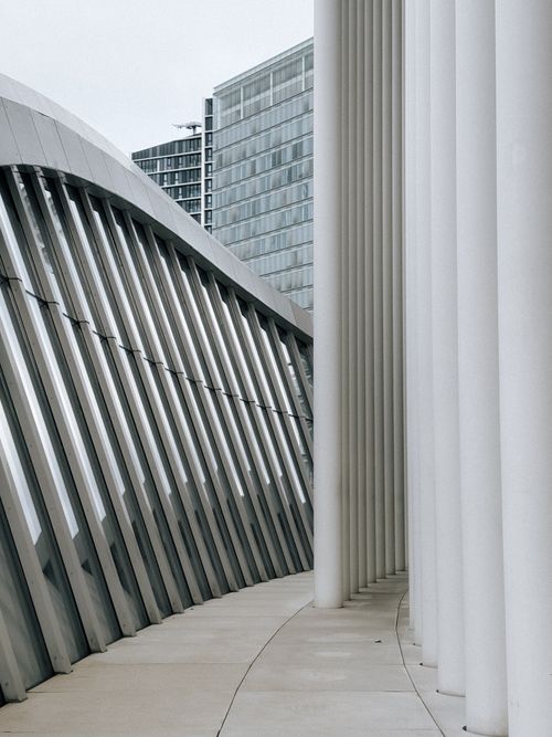 Free Contemporary architectural design featuring curved lines and symmetry in Luxembourg. Stock Photo