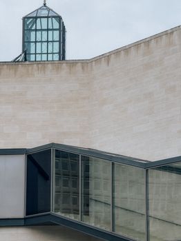 A minimalist view of contemporary architecture in Luxembourg City.