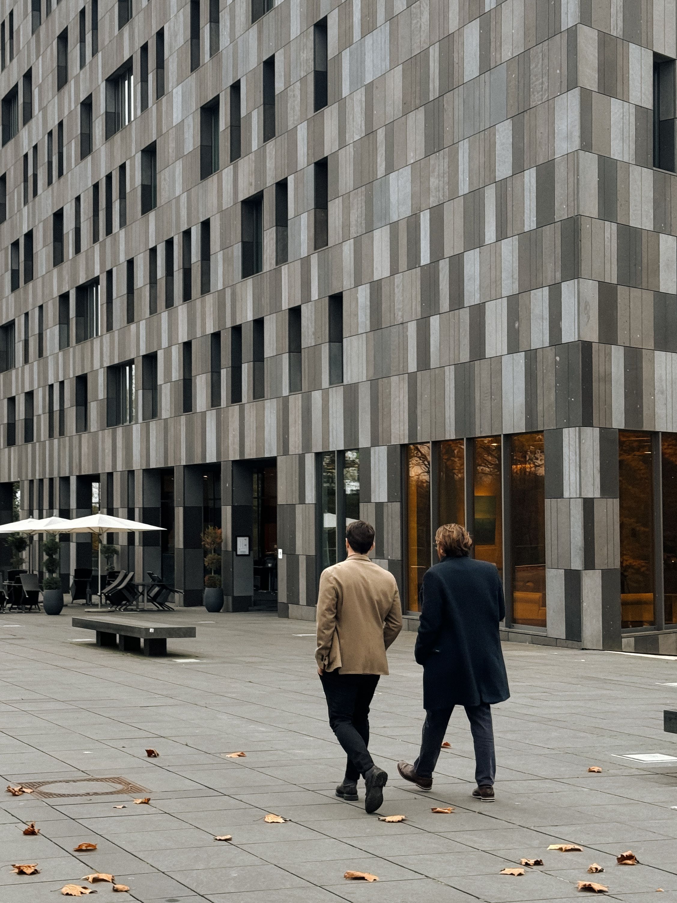 people leaving office building evening