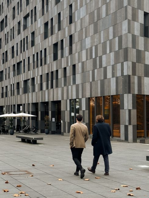 people leaving office building evening
