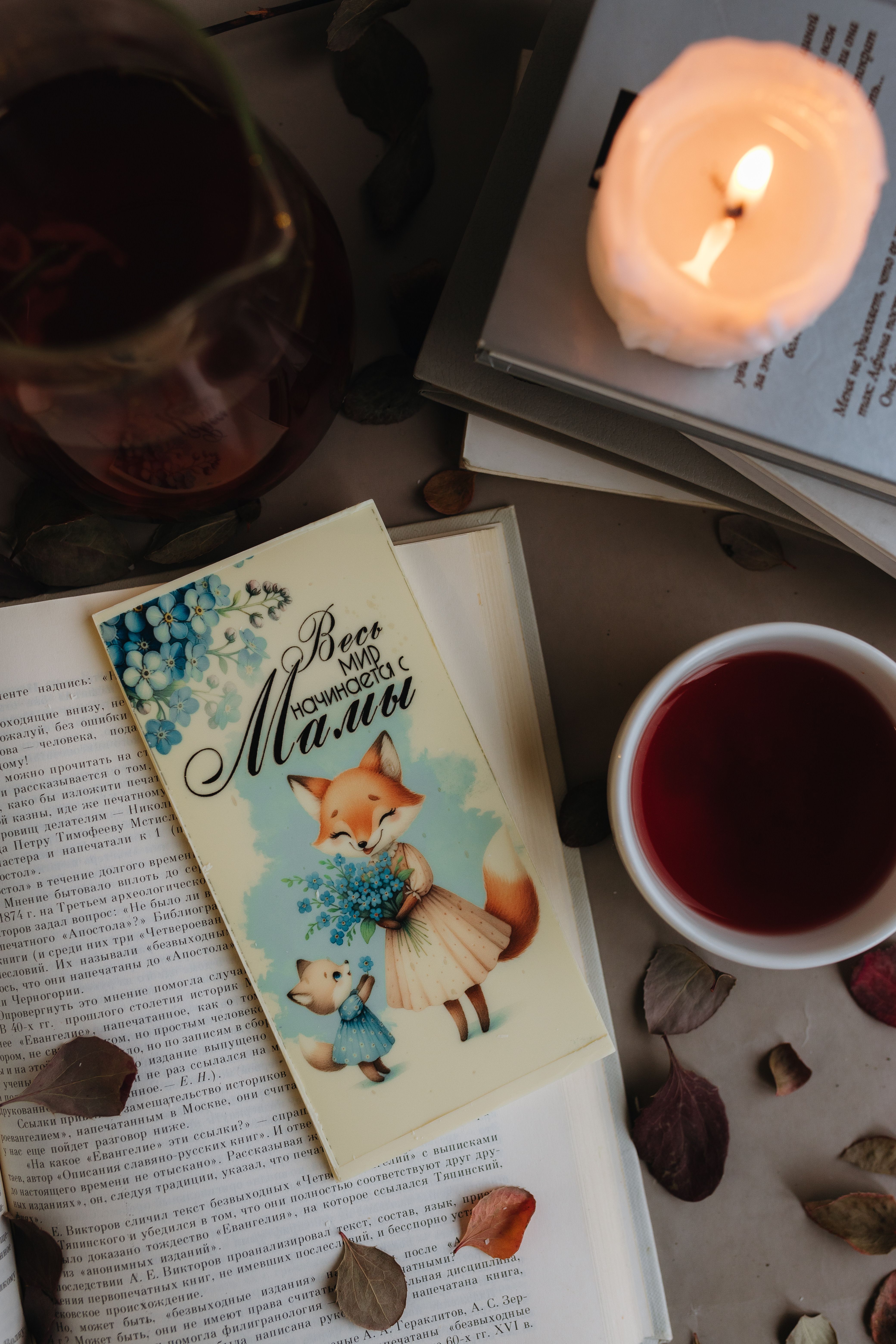 Cozy Autumn Reading with Tea and Candlelight · Free Stock Photo