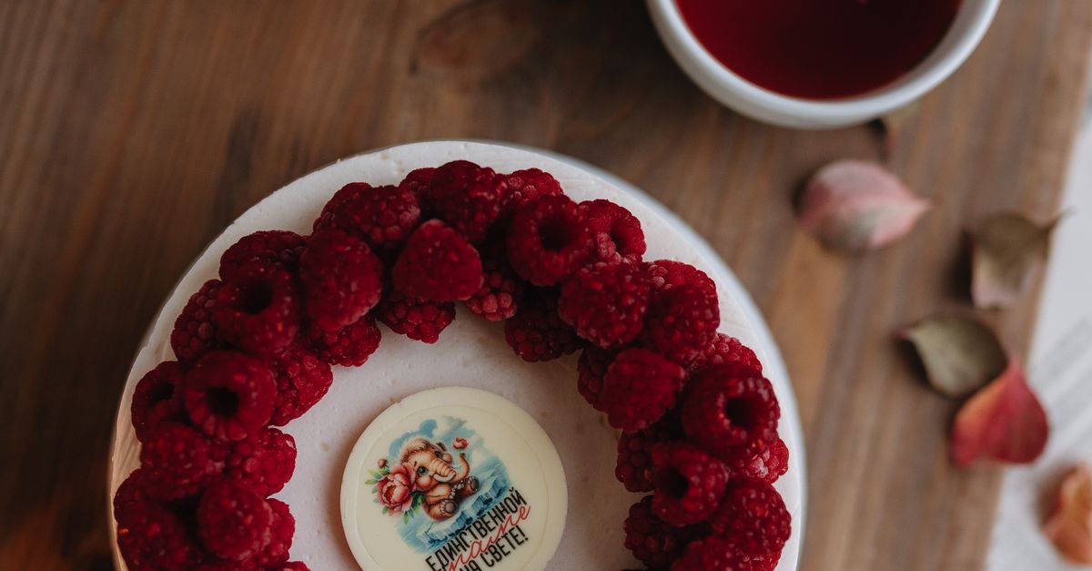 Delicious Raspberry Cake and Herbal Tea Flat Lay · Free Stock Photo
