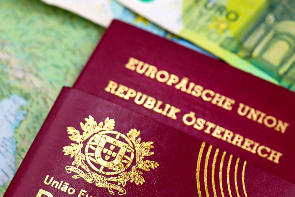 Two European passports held together