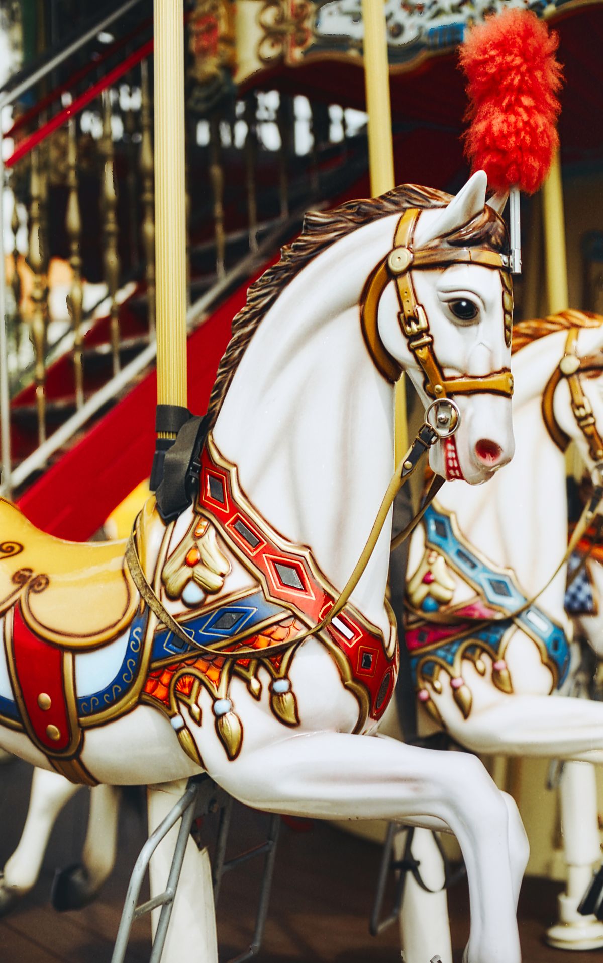 A colorful painted carousel horse, inspiration for a kid-painted carousel craft