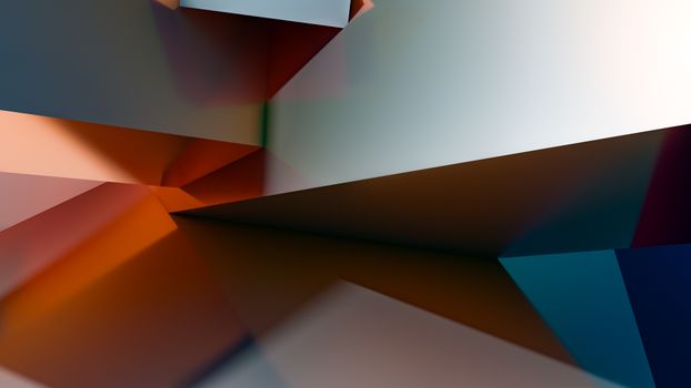 Vibrant geometric abstract art with dynamic shapes and bold colors.