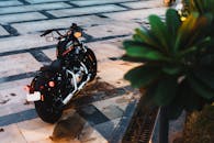 A Parked Black Motorcycle