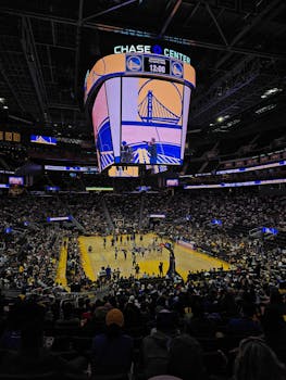 Basketball game at Chase Center in San Francisco, capturing the vibrant atmosphere of sports.