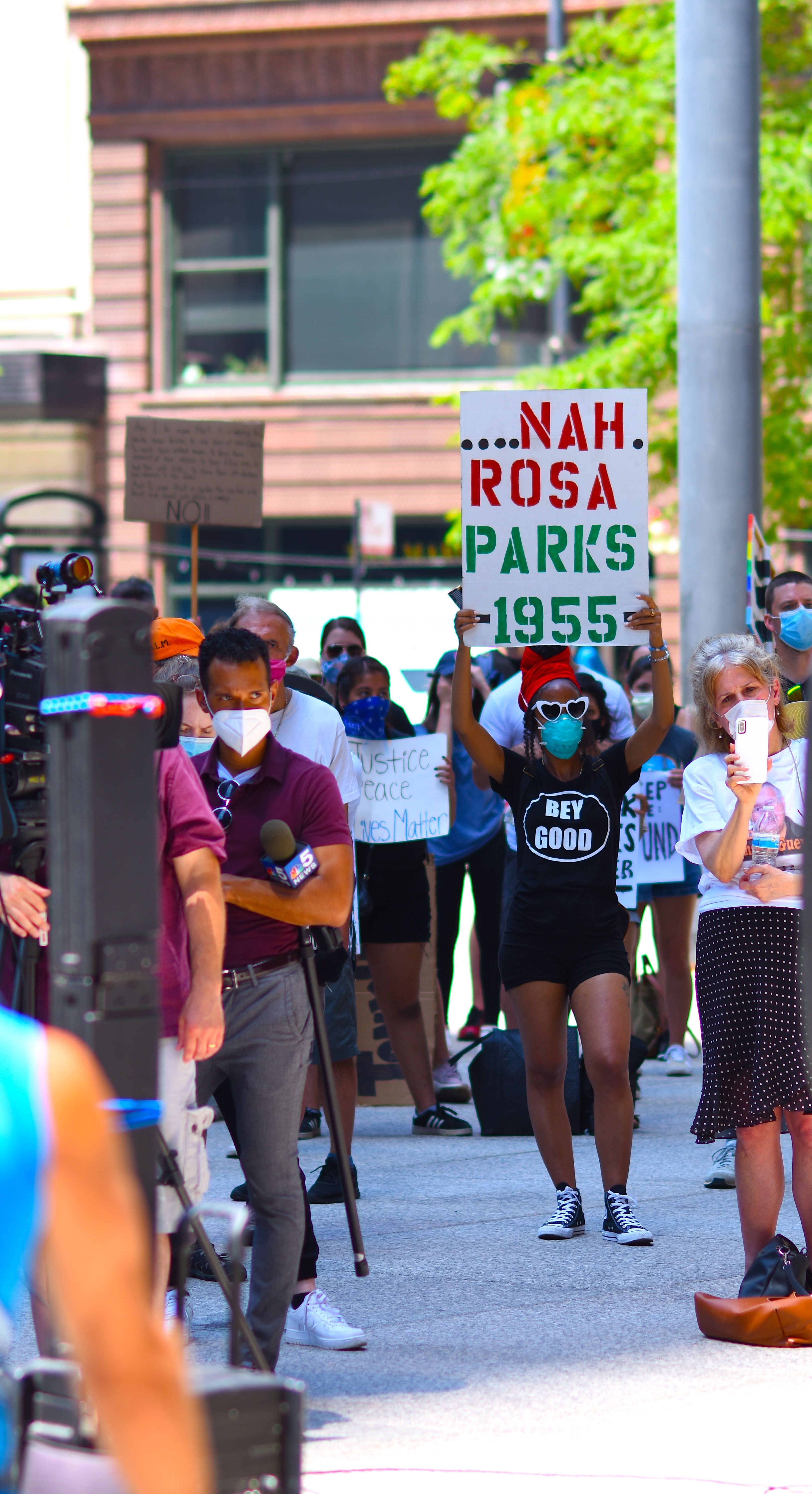 Urban Protest with Rosa Parks Sign and Activists · Free Stock Photo