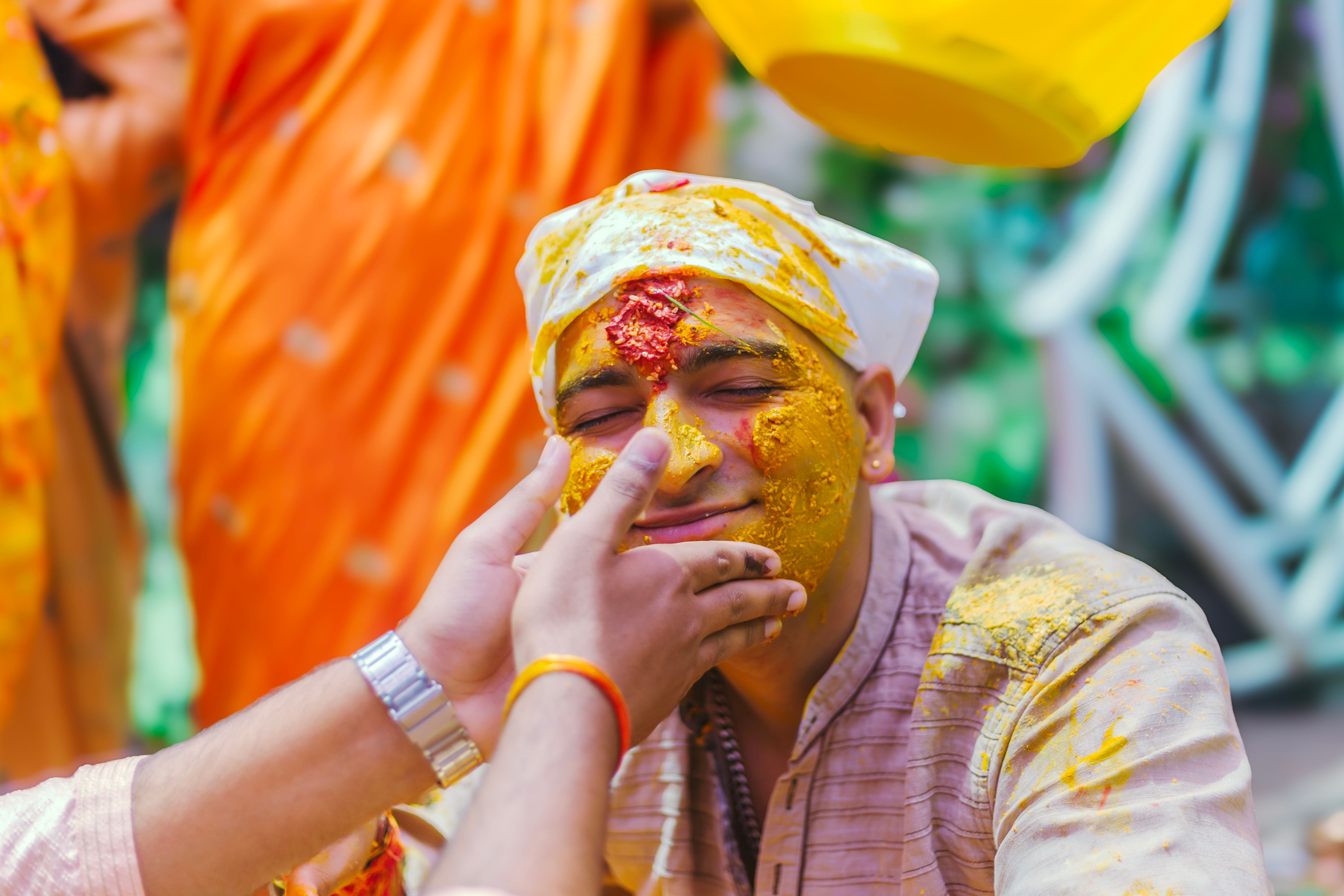 Vibrant Haldi Ceremony at Indian Wedding Celebration · Free Stock Photo