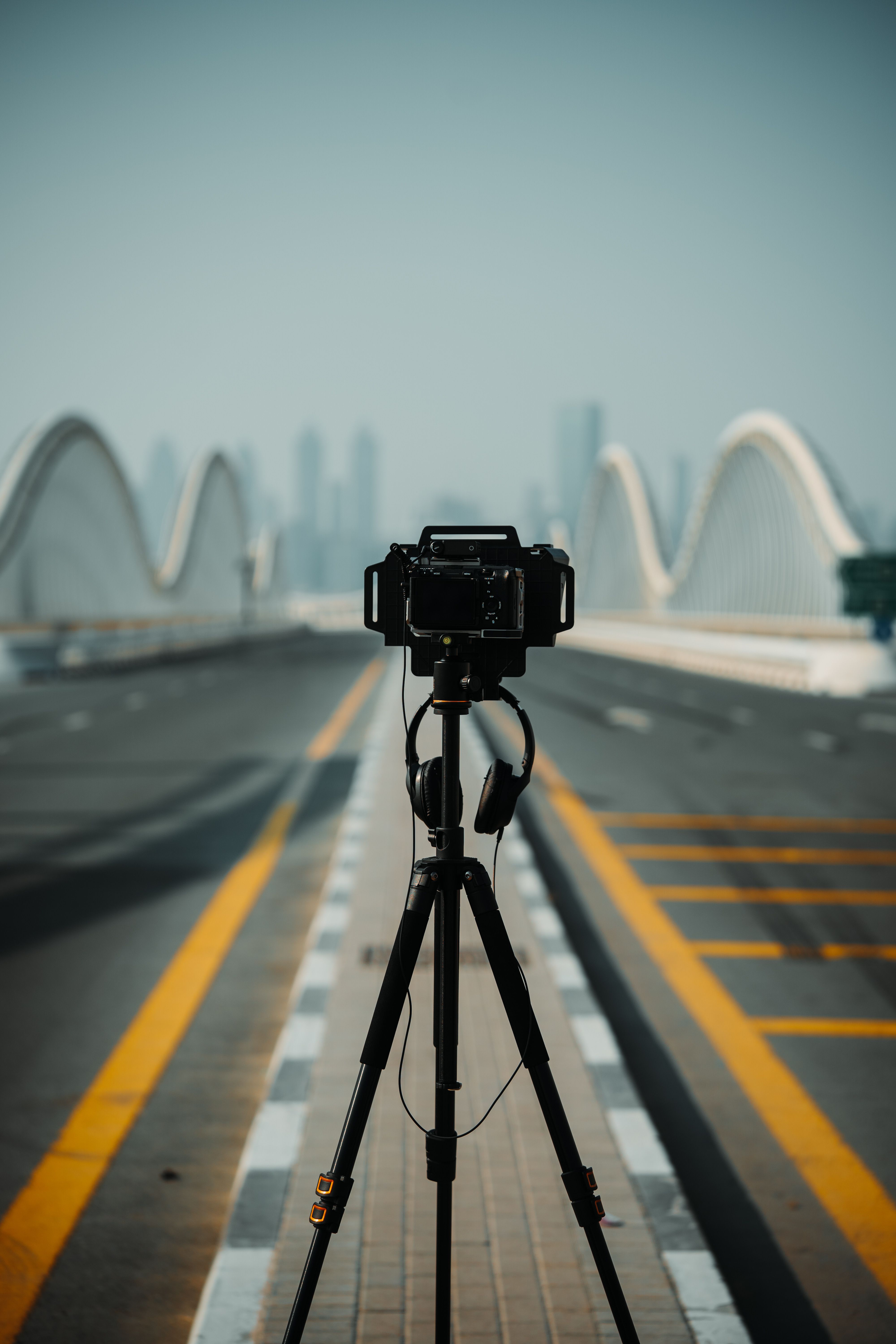 Camera Setup on Meydan Bridge in Dubai · Free Stock Photo