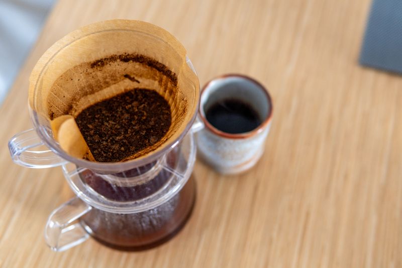 Pour-over coffee being brewed at the Grounded Coffee Co. cafe