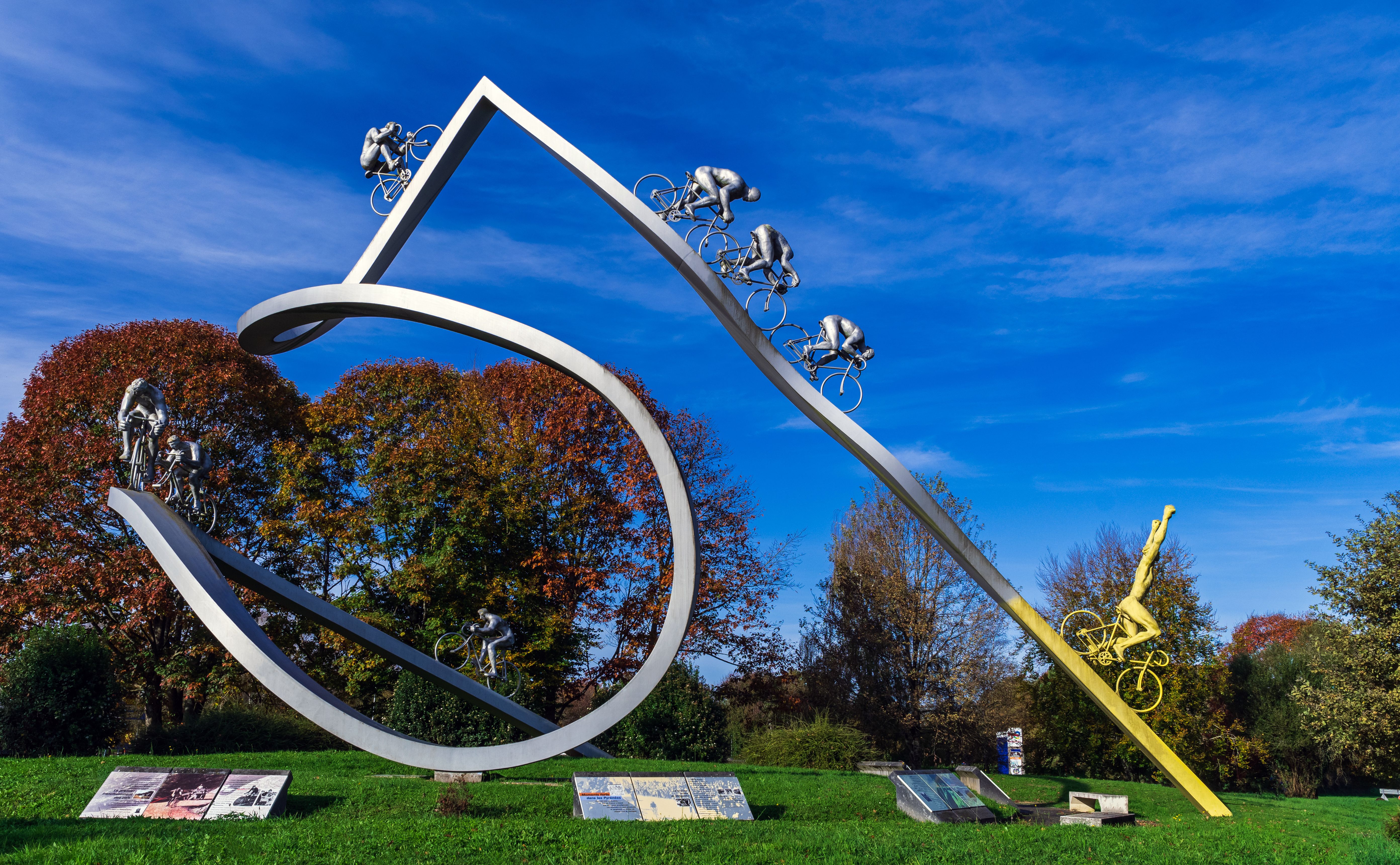 Dynamic Cycling Sculpture In Ger France Free Stock Photo
