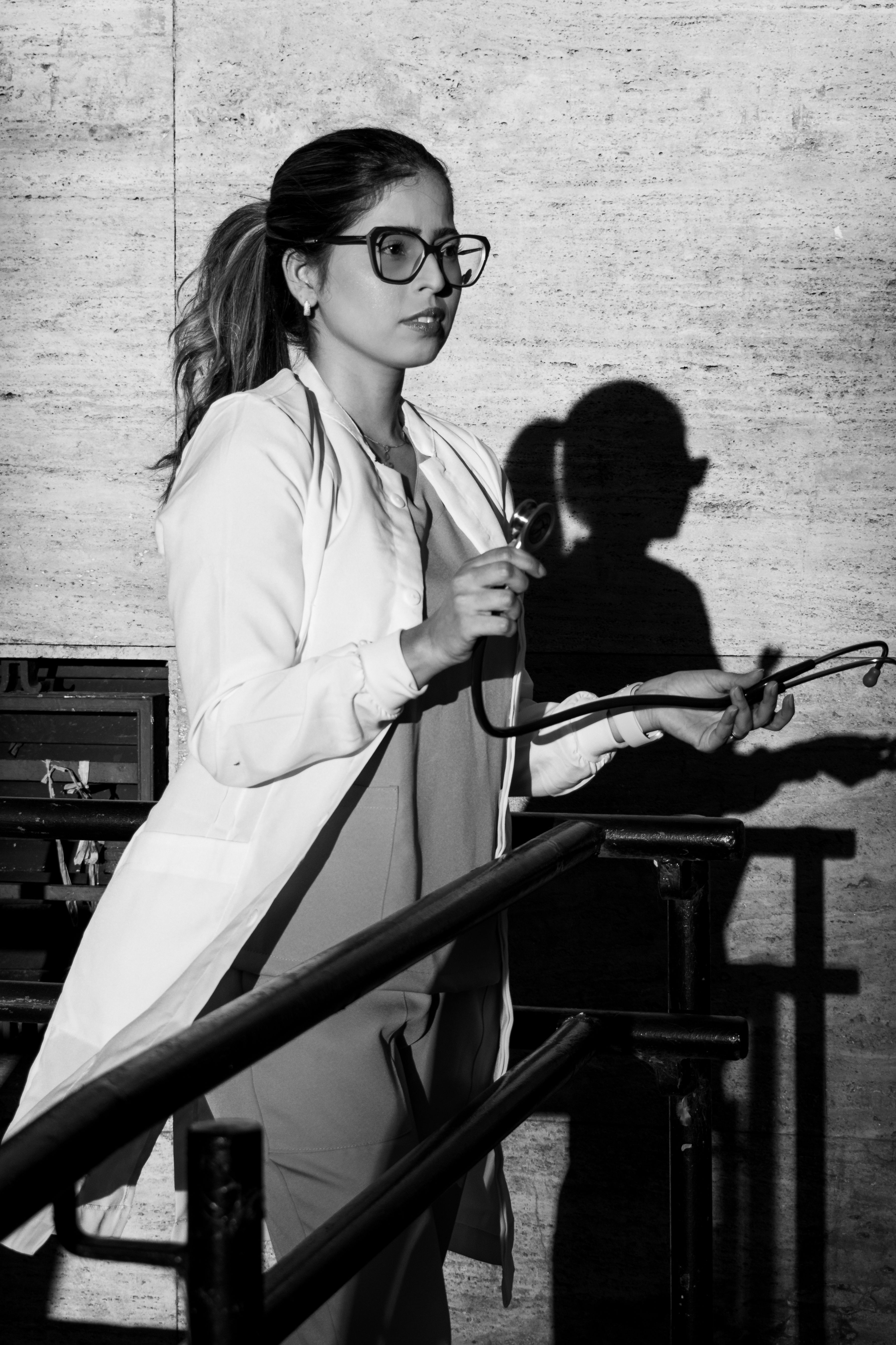 Medical Professional in Black and White Portrait · Free Stock Photo