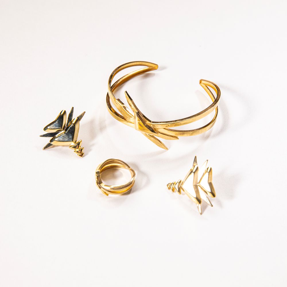 Contemporary geometric gold jewellery