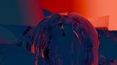 Vibrant Abstract Digital Render with Geometric Shapes