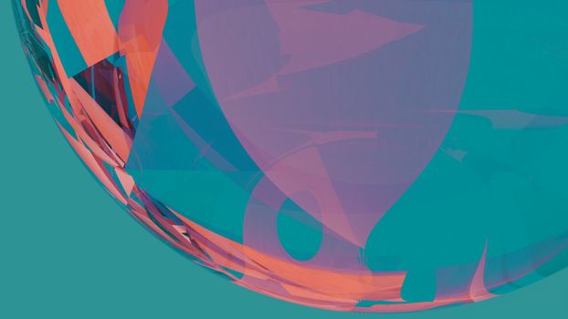 Colorful abstract geometric design in vibrant teal, pink, and orange hues.