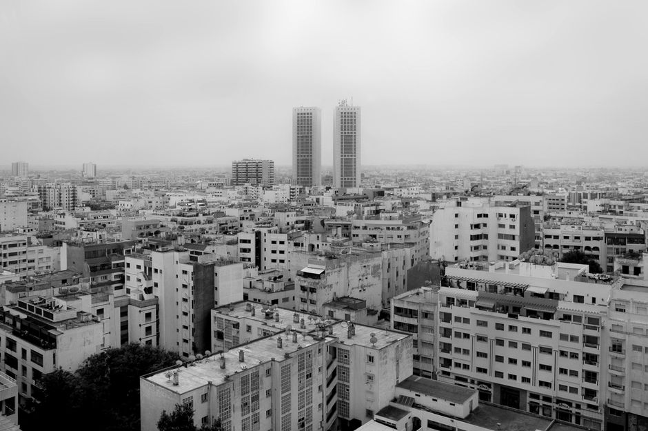 Casablanca in October - Aerial view of dense urban cityscape