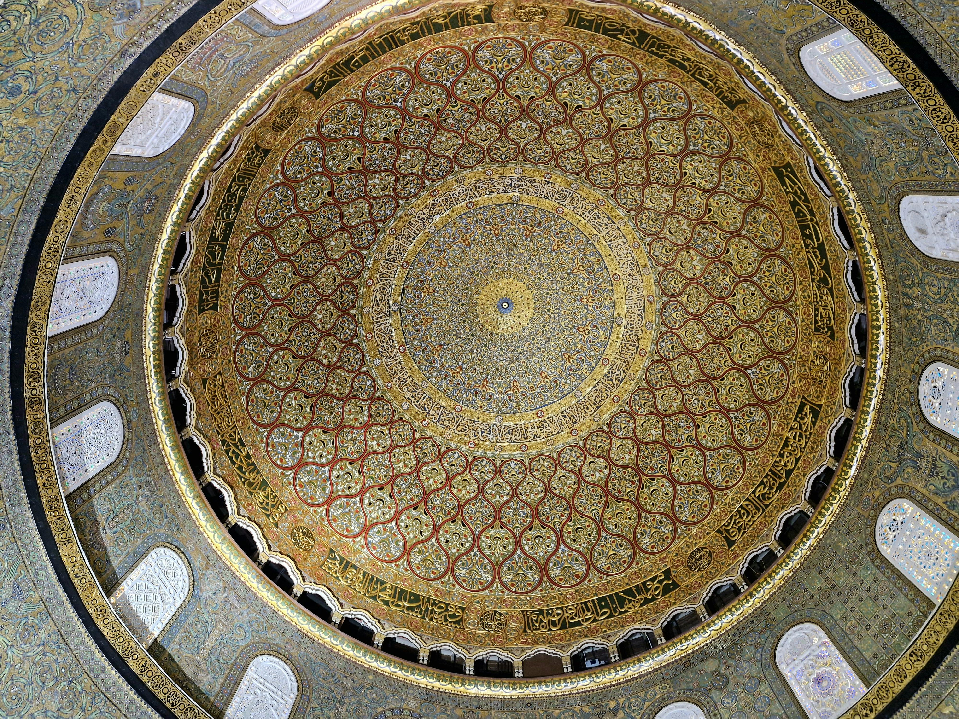 intricate dome interior with gold patterns