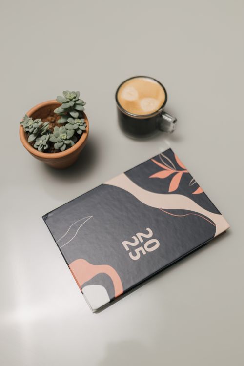 Free A modern 2025 planner on a table with a latte and potted succulent, perfect for organizing. Stock Photo