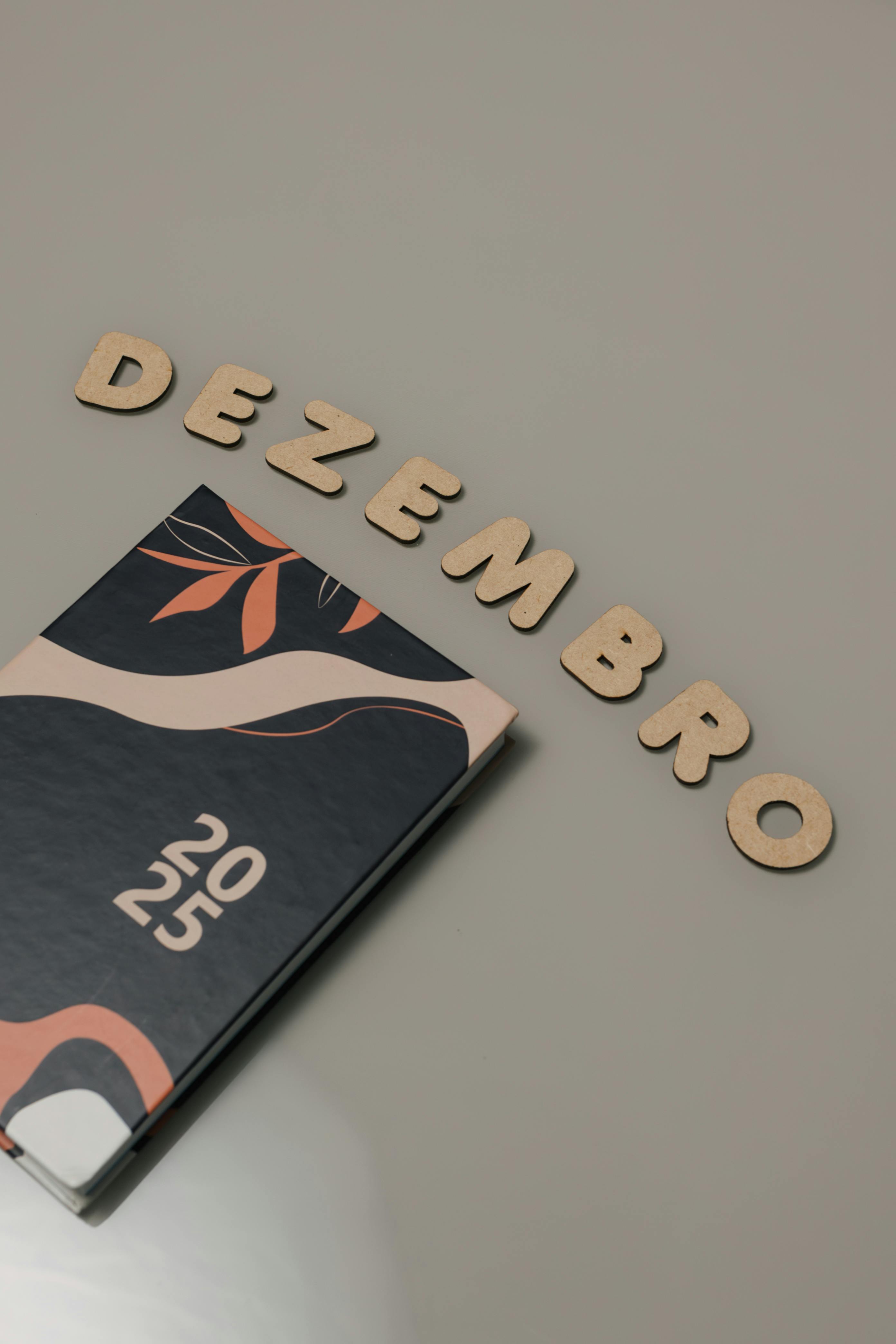 Elegant 2025 planner with December in bold letters, perfect for organizing the year.