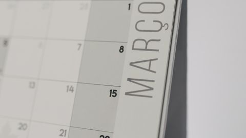 Detailed view of a table calendar displaying the month of March.