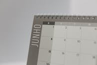 Close-up of June Calendar Page with Spiral Binding