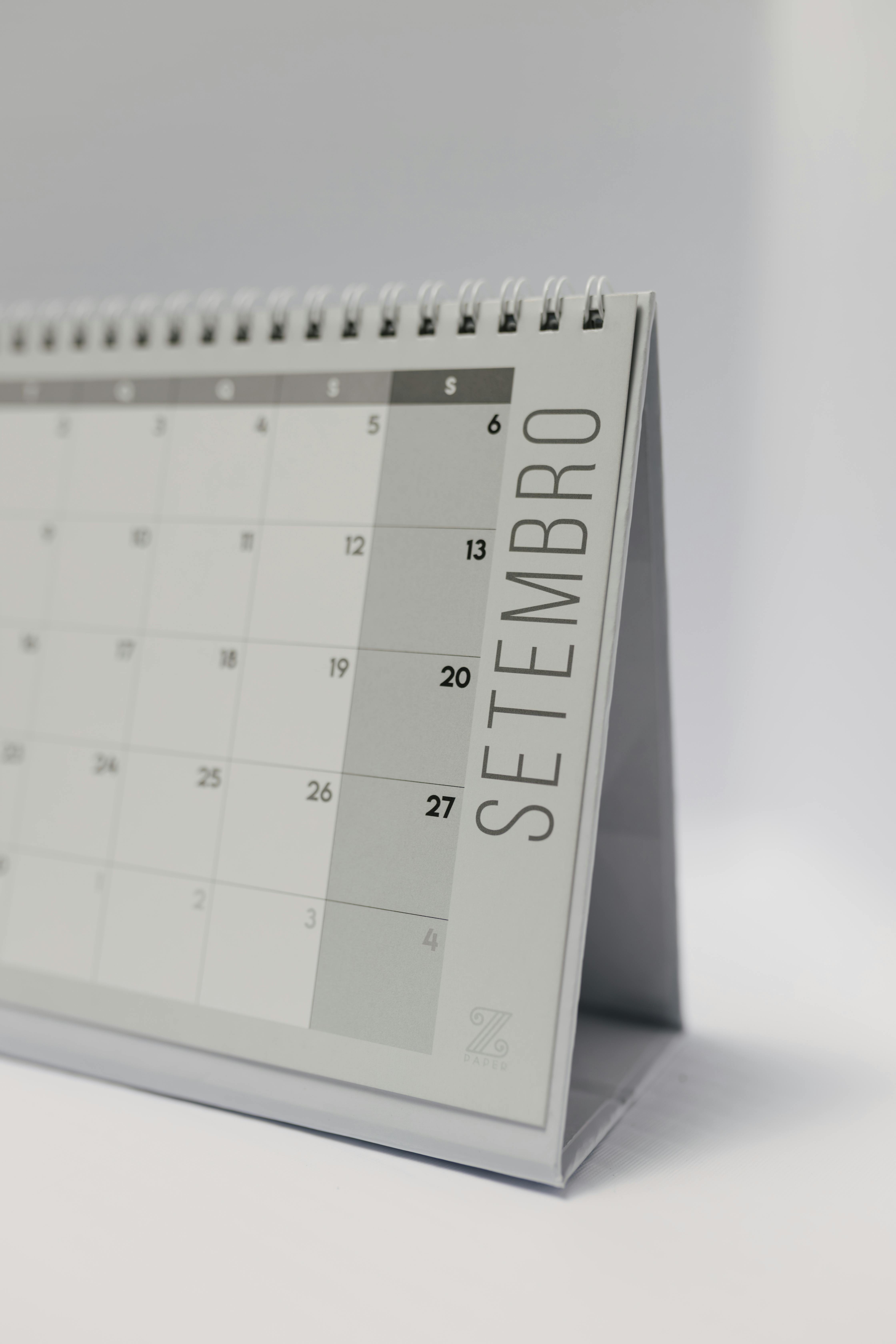 minimalistic september calendar on desk