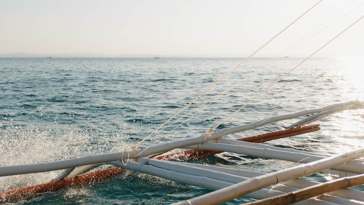 Bamboo Boat On Body Of Water