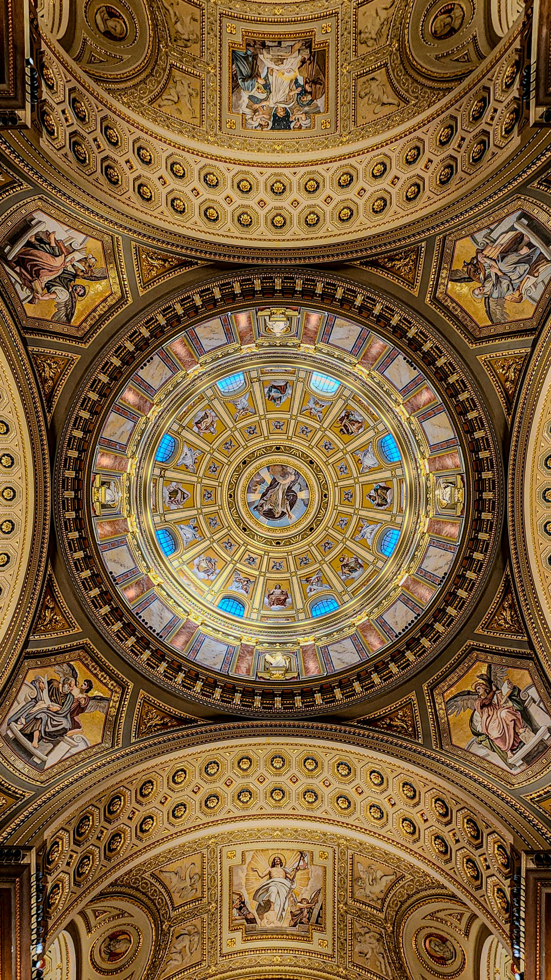 intricate ceiling of historic cathedral dome