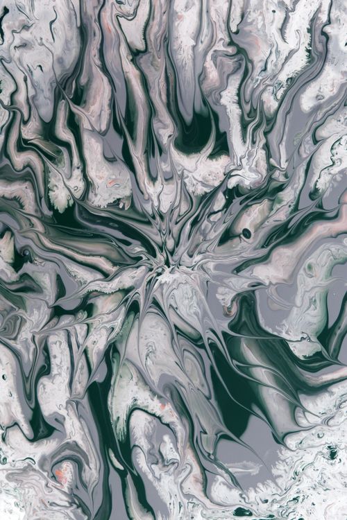 Free A mesmerizing abstract fluid art piece with swirling green and gray patterns. Stock Photo