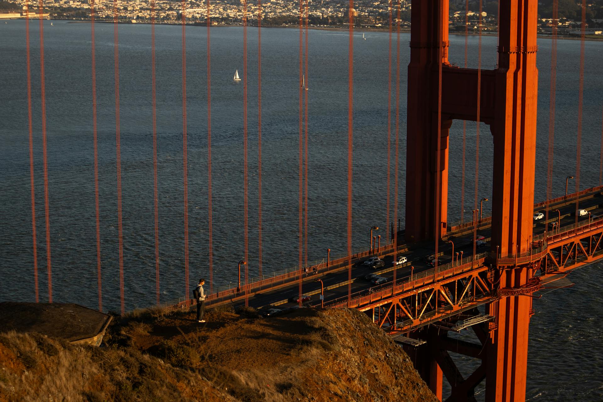 Photographer Observing the Golden Gate Brusge