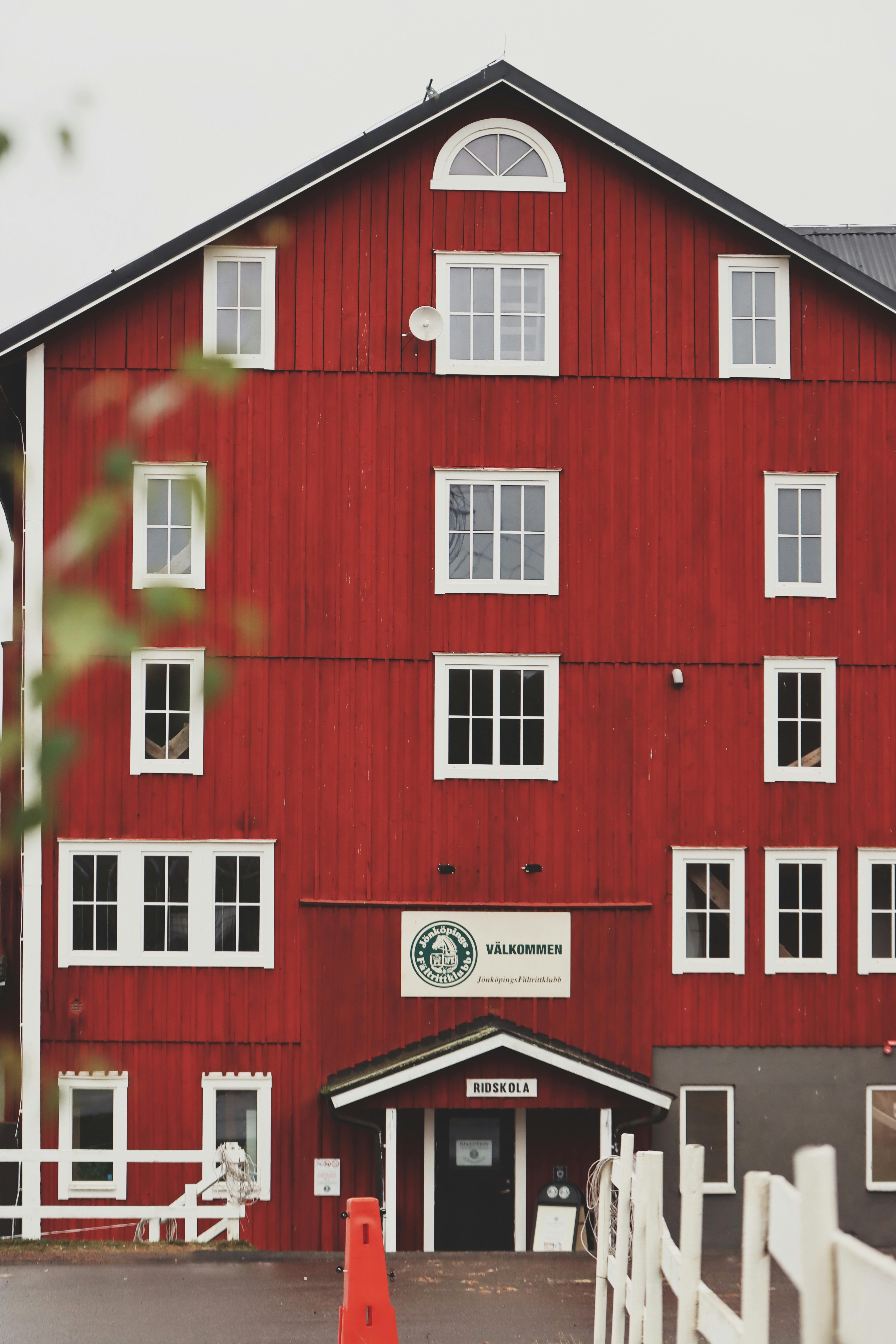 traditional swedish red barn in jonkoping