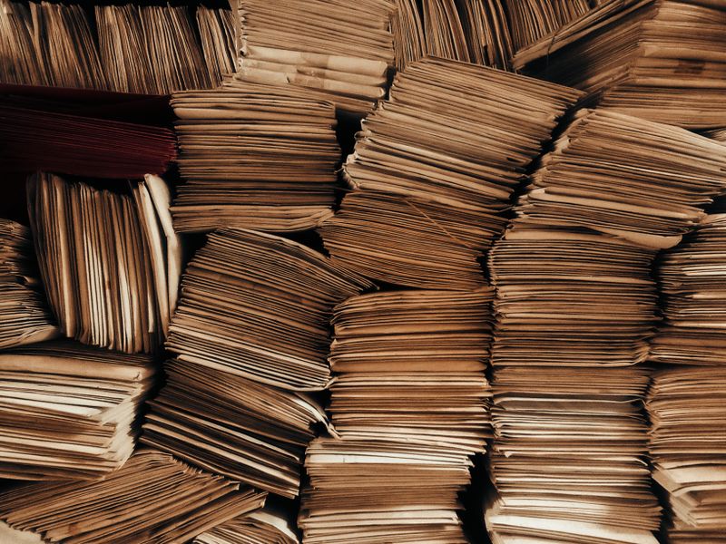 hands sorting envelopes into small stacked bins