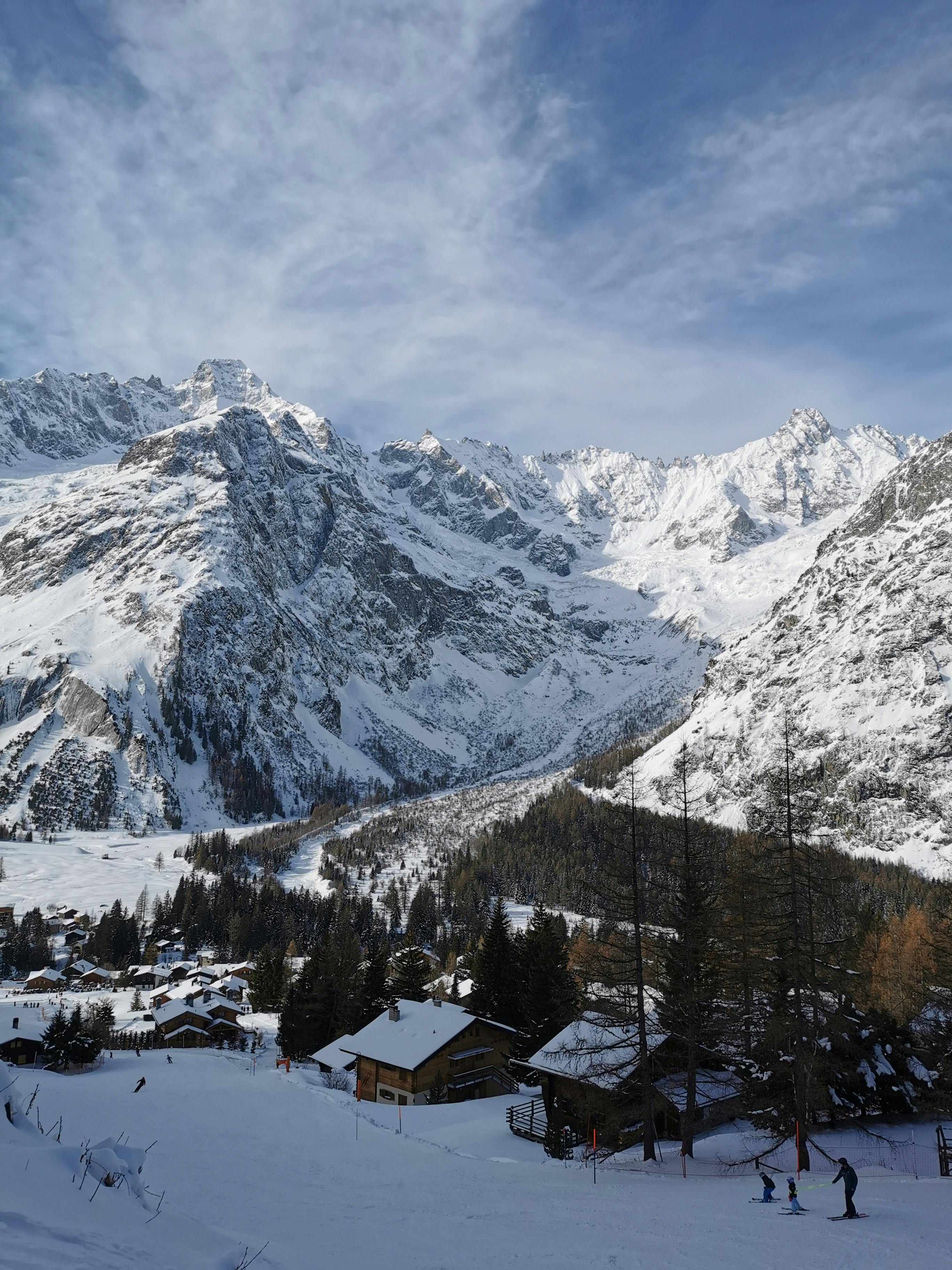 Prescription Goggle Inserts - Breathtaking winter landscape of snowy mountains in Orsières, Switzerland.